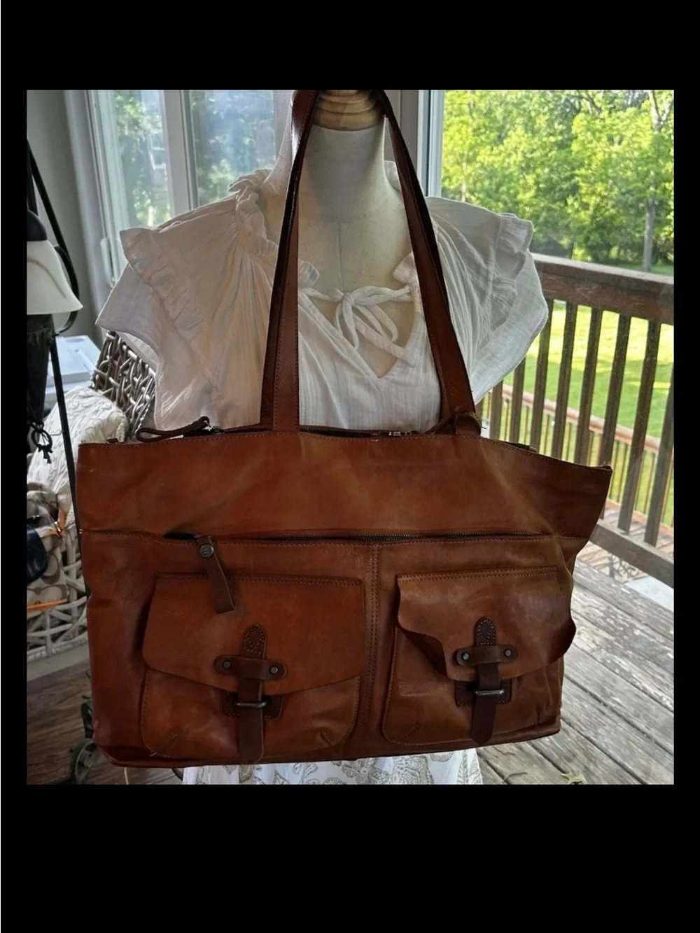 Harbor 2Nd Brown Leather XL Tote/Shoulder  Accent Rectangle Women